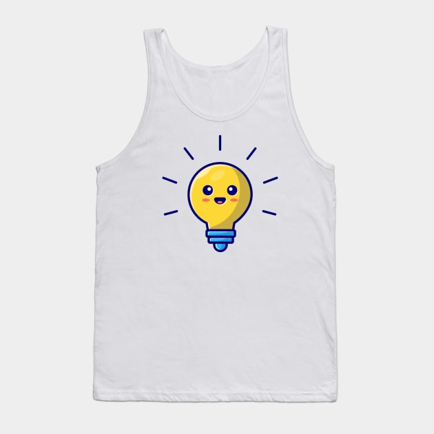 Cute Lightbulb Cartoon Vector Icon Illustration Tank Top by Catalyst Labs